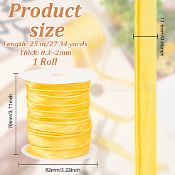 25m フラットサテンパイピングリボン  チャイナドレス用のコットンリボン  衣類の装飾  きいろ  1/2インチ（11.5mm）  約27.34ヤード（25m）/ロール&nbsp;OCOR-BC0006-31A