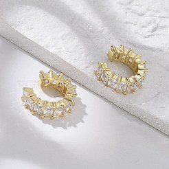 キュービックジルコニアテニスカフピアス  非ピアス用の本物の18k金メッキ真鍮C字型イヤリング  カドミウムフリー＆鉛フリー  透明  14x16x5mm&nbsp;EJEW-K093-09G-05