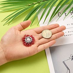 手作りガラスシードビーズ織りビーズ  プラスチック製の模造パールビーズ付き  花  ミックスカラー  30~35x10mm&nbsp;PALLOY-JF00499