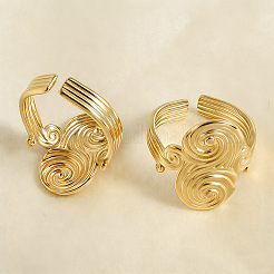 Wave Texture 304 Stainless Steel Open Cuff Rings&nbsp;XG7787-2