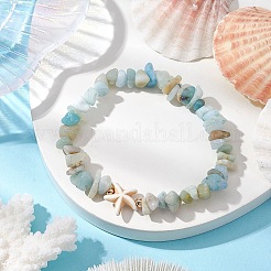 Natural Flower Amazonite Chip Beaded Stretch Bracelets&nbsp;BJEW-JB10689-02