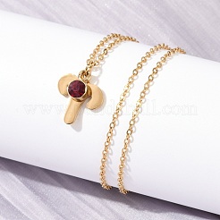 304 Stainless Steel Glass Drill Birth Stone Constellation Pendant Necklaces&nbsp;LS-STAS-D305-08G-A
