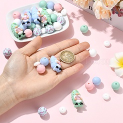 51個のシリコンビーズ  焦点ビーズ  混合図形  ミックスカラー  12~33x6.5~18mm&nbsp;SIL-YW0003-62