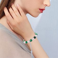 DIY宝石ネックレス作りキット  ナチュラルグリーンアベンチュリン＆ブラックオニキス＆レッドアゲート＆アゲート＆ホワイトアゲートビーズを含む  ポリエステルタッセルパーツ  宝石ビーズ：132個/箱&nbsp;DIY-FH0004-38