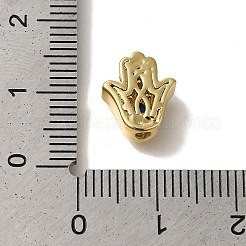 Hamsa Hand Rack Plating Brass Micro Pave Cubic Zirconia Beads&nbsp;KK-U019-11G