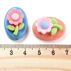 不透明なアクリルビーズ  ベーキングペイント樹脂花  ミックスカラー  24.5x17.5x11.5mm  穴：2.7mm&nbsp;OACR-S139-09