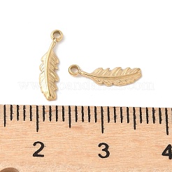 304ステンレススチールチャーム  フェザーチャーム  14KGP本金メッキ  11.5x3x1mm  穴：1mm&nbsp;STAS-L022-509G