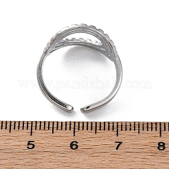女性用楕円形 304 ステンレススチール オープンカフリング  ステンレス鋼色  調整可能&nbsp;RJEW-F174-05P