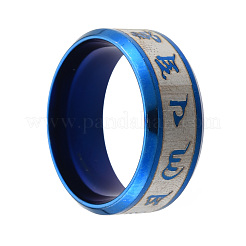 Om Mani Padme Hum 201 Stainless Steel Finger Ring for Women&nbsp;RJEW-N043-15B
