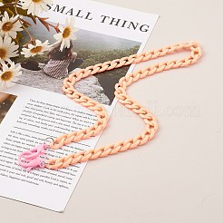 個性的アクリルカーブチェーンネックレス  眼鏡チェーン  ハンドバッグチェーン  プラスチック製のカニカン付き  ライトサーモン  24インチ（61cm）&nbsp;NJEW-JN03515-04