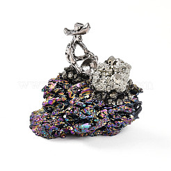 Electroplate Natural Coal Quartz Cluster Base Sculpture&nbsp;G-N347-02C