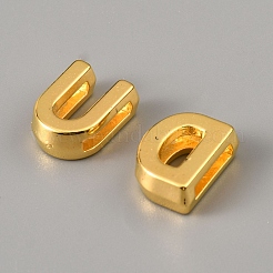 金属で覆われた樹脂ビーズ  ゴールドカラー  文字L  13x3~10.5x5mm  穴：2mm&nbsp;RESI-WH20011-007A