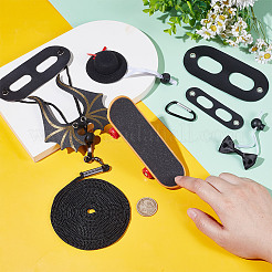 ペット用品  ポリエステル製ペット首輪を含む  腹筋スクーターおもちゃとPUレザー調節可能な牽引ロープストラップ  ブラック&nbsp;DIY-OC0013-63