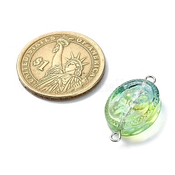 ガラスコネクタチャーム  鉄の二重ループ付き  オーバルリンク  ミックスカラー  プラチナ  25x18x8.5mm  穴：1.8mm&nbsp;PALLOY-JF02472-01