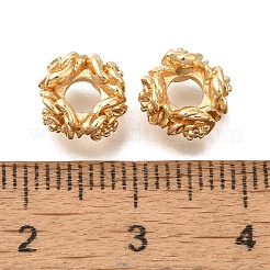 真鍮製マイクロパヴェキュービックジルコニアビーズ  ニッケルフリー  花  ゴールドカラー  8.5x8.5x5mm  穴：3mm&nbsp;KK-Q001-18G