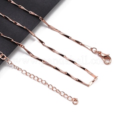 Brassl Twisted Bar Link Chain Necklaces for Men Women&nbsp;NJEW-G160-15RG