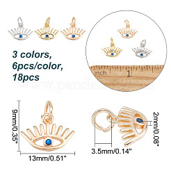 18Pcs 3 Colors Brass Micro Pave Blue Cubic Zirconia Charms&nbsp;FIND-AR0002-01
