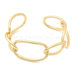 Brass Large Oval Link Chain Cuff Bangles for Women&nbsp;KK-CBACA61-04G