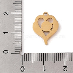 イオンプレーティング（IP）304ステンレススチールエナメルペンダント  ハートチャーム  ゴールドカラー  16x12x2mm  穴：1.4mm&nbsp;STAS-Z083-03G