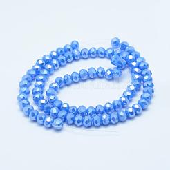 電気メッキガラスビーズ連売り  ABカラーメッキ  多面カット  ロンデル  ミックスカラー  4x3mm  穴：0.8mm  約130個/連  15.5インチ〜15.7インチ（39.5cm〜40cm）&nbsp;GLAA-E395-02-4mm