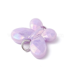 不透明アクリル模造真珠ビーズペンダント  蝶  プラチナ  13.5x17x4.5mm  穴：3mm&nbsp;PALLOY-JF04293