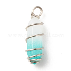 Natural Green White Jade Double Terminal Pointed Pendants&nbsp;PALLOY-JF01686-07