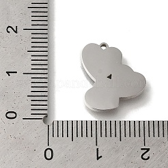 304ステンレススチール製手磨きチャーム  黒のアクリルで  ハート  ステンレス鋼色  15x13.5x2mm  穴：1mm&nbsp;STAS-M059-06P-01
