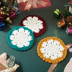 3Pcs 3 Colors Snowflake Hand-Woven Polyester Macrame Coaster&nbsp;DIY-TA0013-97