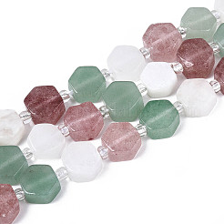 Natural Strawberry Quartz & Rainbow Moonstone & Green Aventurine Beads Strands&nbsp;G-T144-17A-02