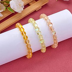 3個のラウンド合成ムーンストーン編組ビーズブレスレット  女性のためのアクセサリー用原石のアクセサリー  きいろ  内径：1-7/8~3-1/4インチ（4.8~8.3cm）&nbsp;BJEW-SW00061-03