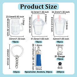 Diyキーホルダー作成キット  透明なプラスチックカップの大きなペンダント付き  スエード調タッセルパーツ  模造真珠アクリルビーズと鉄のキーホルダーリング  ミックスカラー&nbsp;DIY-OC0001-54B