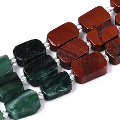 Natural Fuchsite & Red Jasper & Rainbow Moonstone Beads Strands&nbsp;G-T144-14B-01