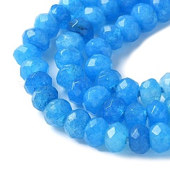 染め天然マレーシアジェイド翡翠ロンデルビーズ連売り  多面カット  ドジャーブルー  4x2~3mm  穴：1mm  約110~115個/連  14インチ&nbsp;G-E316-2x4mm-58