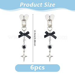 6Pcs Alloy & Acrylic Bowknot Pendant Decorations&nbsp;HJEW-DC00160