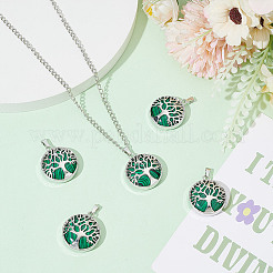 10Pcs Synthetic Malachite Flat Round Pendants&nbsp;G-AR0006-25B