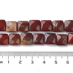 天然レッドレインボージャスパービーズ連売り  多面カット正方形  10x10x5mm  穴：1.2mm  約20個/連  7.95''（20.2センチメートル）&nbsp;G-K359-B08-01