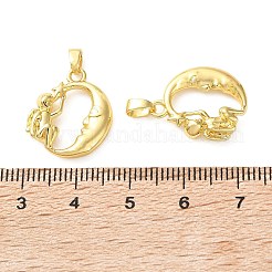 真鍮チャーム  天使のチャームが付いた月  18KGP本金メッキ  18.5x16x4.5mm  穴：5x2.5mm&nbsp;KK-CBA9FD2-08G