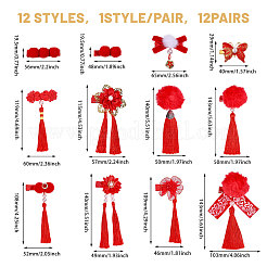 12 Pairs 12 Styles New Year's Day Theme Polyester Alligator Hair Clips&nbsp;PHAR-CA0001-007