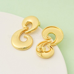 Double Moon Brass Stud Earrings&nbsp;EJEW-F389-18G