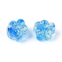 手作りのホイルランプワークビーズ連売り  花  ドジャーブルー  10.5~11x11~12x8~9mm  穴：1~1.2mm  約40個/連  16.54~16.73''（42~42.5センチメートル）&nbsp;FOIL-T008-06E