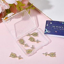 8Pcs Brass Micro Pave Clear Cubic Zirconia Pendants&nbsp;KK-SC0007-97