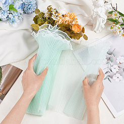 4m ポリエステルプリーツレーストリム  衣服のアクセサリー用のプラスチックパールビーズエッジが付いたフリルレースリボン  ライトシアン  11インチ（280mm）  約4.37ヤード（4m）/バッグ&nbsp;OCOR-WH0088-24A
