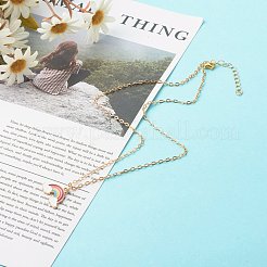 Alloy Enamel Rainbow Pendant Necklaces&nbsp;NJEW-JN03619-02