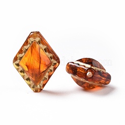 メッキクリアアクリルビーズ  ゴールドライン入り  菱形  チョコレート  18x14x9~9.5mm  穴：1.5mm  530個/ 500g&nbsp;OACR-P013-30A