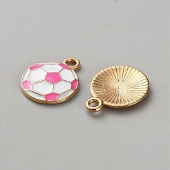 合金エナメルチャーム  サッカーのチャーム  ゴールドカラー  濃いピンク  16.5x13.5x2mm  穴：1.8mm  10個/セット&nbsp;ENAM-CJC0010-37G-05