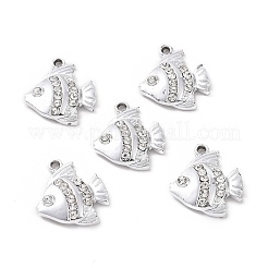 合金クリスタルラインストーンペンダント  魚のチャーム  プラチナ  19.5x16.5x4mm  穴：1.6mm&nbsp;ALRI-C008-27P