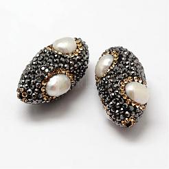 Horse Eye Polymer Clay Rhinestone Beads&nbsp;RB-L027-05B