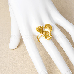 Stylish 304 Stainless Steel Clover Cuff Ring for Women&nbsp;UH3775-2
