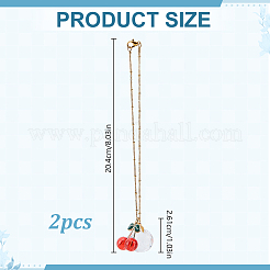 2Pcs Cherry Alloy Enamel & Glass Pendant Decorations&nbsp;HJEW-DR00234