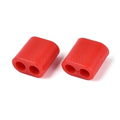 ABSプラスチックビーズ  正方形  2穴  5~6mmコードに適合  レッド  15x15x8.5mm  穴：4.8mm&nbsp;OACR-N156-07E